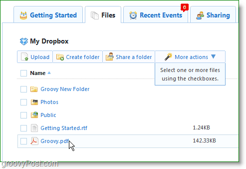 Dropbox-skjermbilde - administrer dropbox-kontoen din online