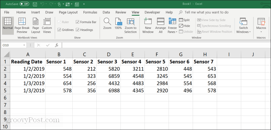 eksempel Excel regneark