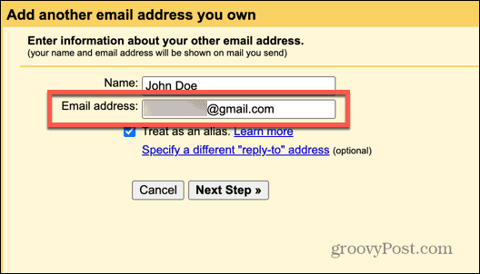 gmail alias e-post