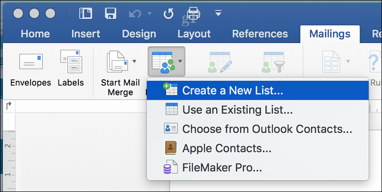 Microsoft Word for mac mail merge