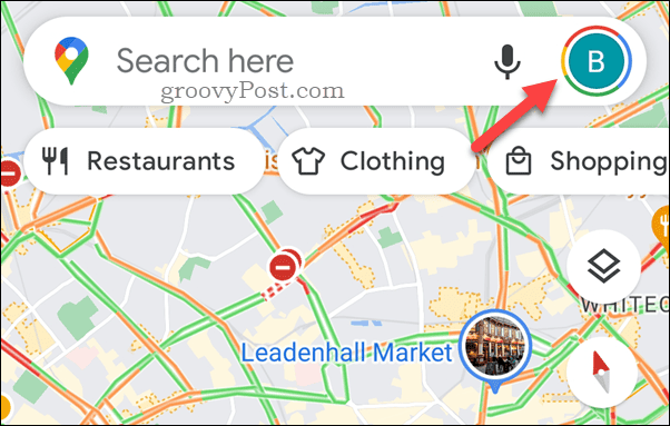 Trykk på Google Maps-profilikonet