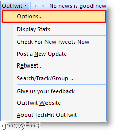Twitter i Outlook: Konfigurer OutTwit