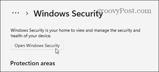 Åpne Windows Security