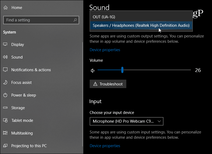 Nye lydinnstillinger Windows 10
