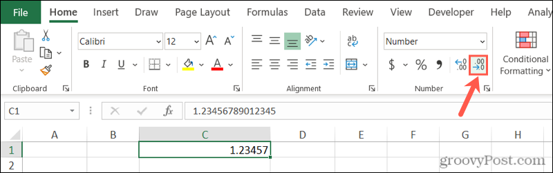 Reduser desimalknappen i Excel