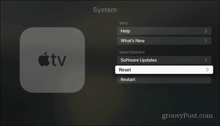 tilbakestill apple TV