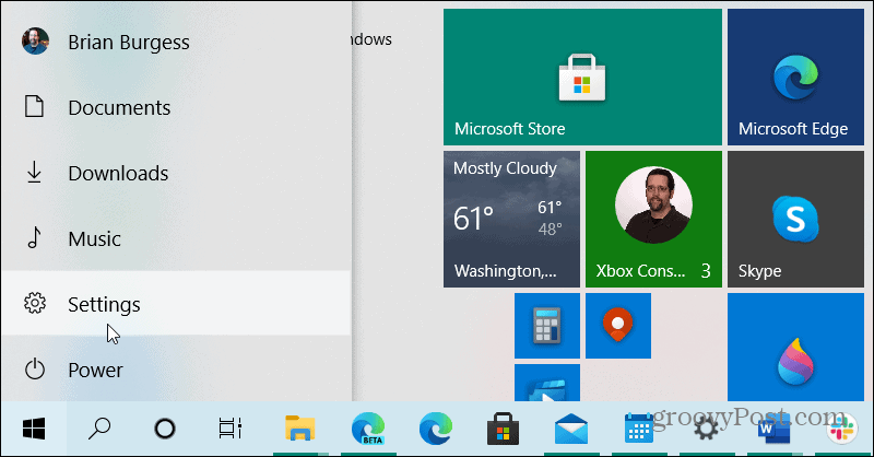 Innstillinger Windows 10