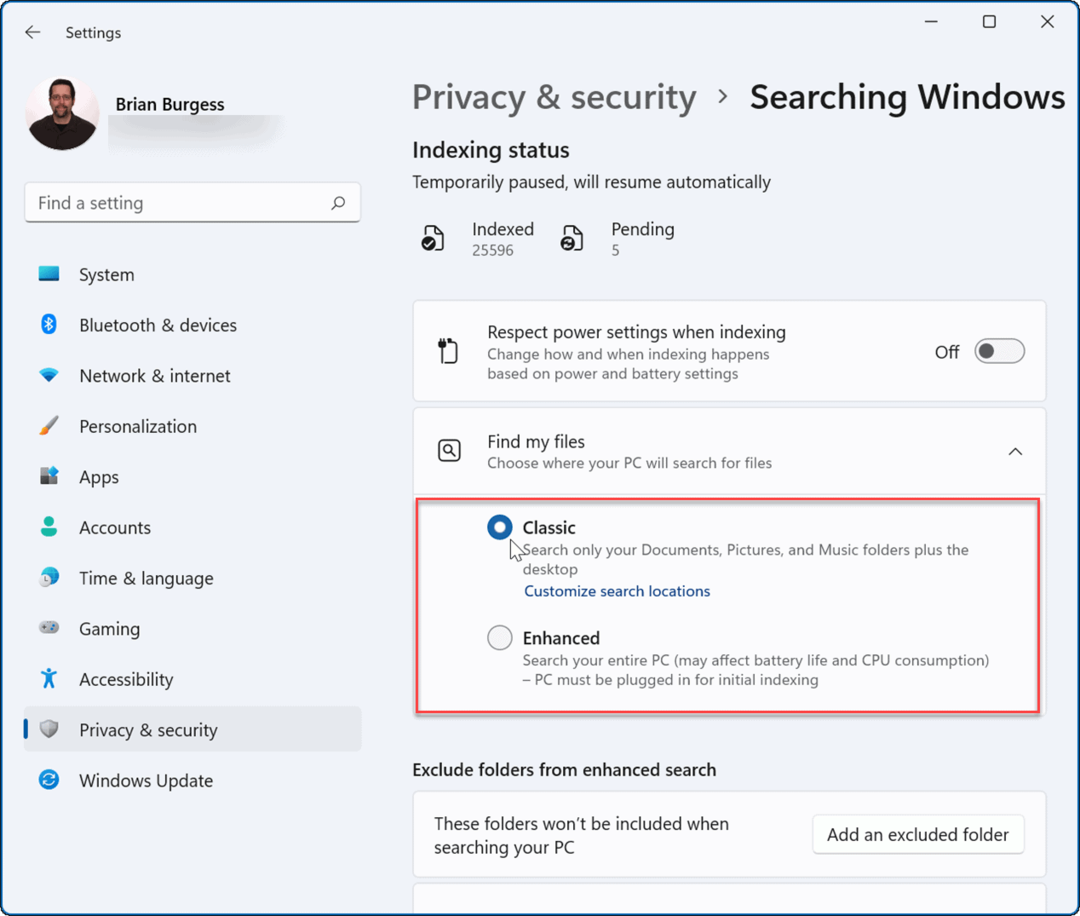 Hvordan administrere søkeindeksering på Windows 11