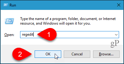 Åpne Registerredigering i Windows 10