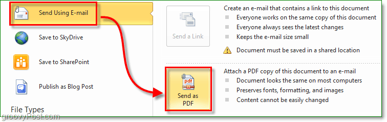 Slik lager du eller lagrer Office 2010-dokumenter som en PDF