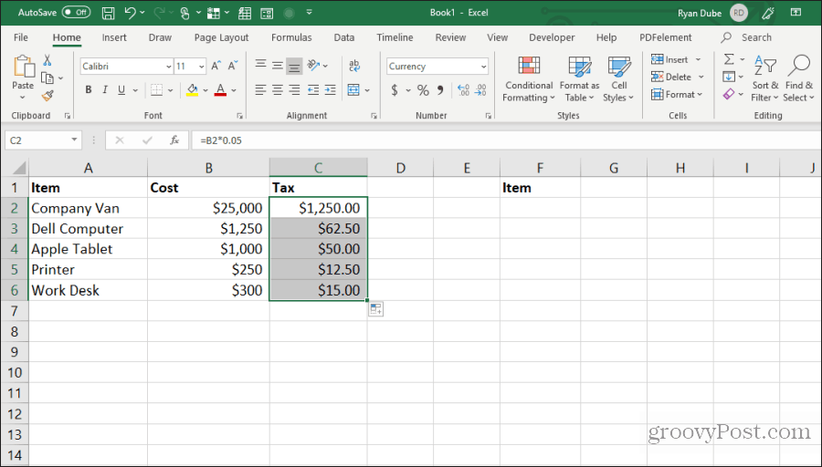 fylle celler ned i Excel