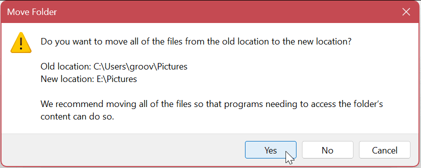 Flytt standard brukermapper på Windows 11