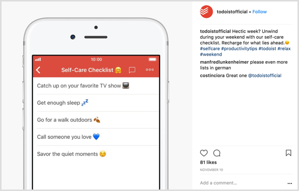 Instagram-bildetekst samtaleeksempel