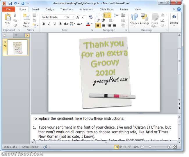Hvordan lage et Groovy Custom E-Card med PowerPoint 2010