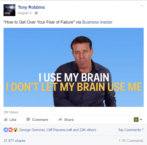 Tony Robbins Facebook-innlegg