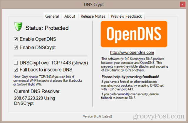 DNS Crypt kontrollpanel