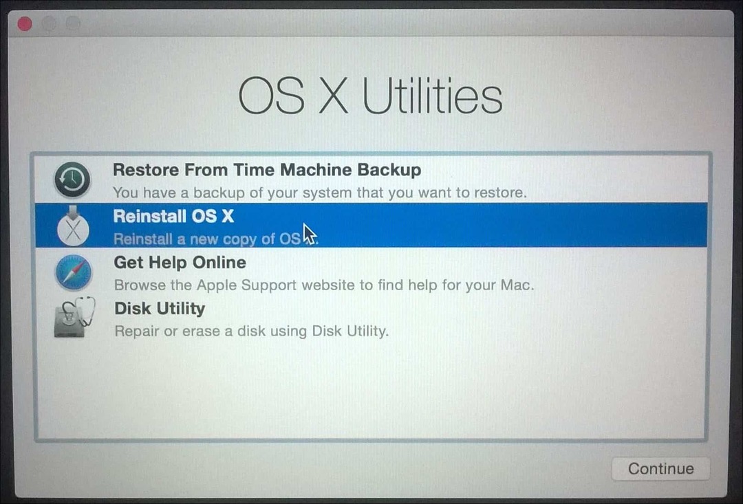 Installer OS X på nytt