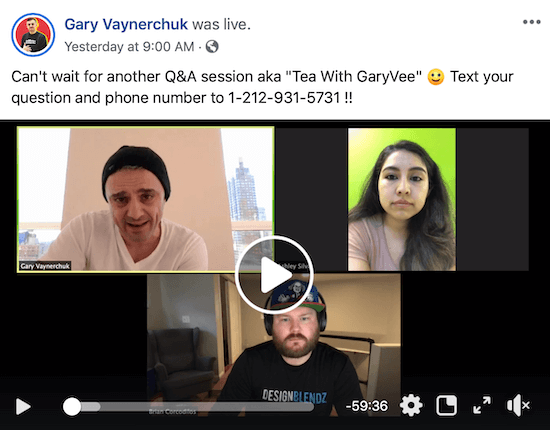 Facebook Live fra Gary Vaynerchuk