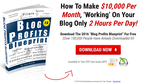 Blog Profit Blueprint er en gratis rapport der leserne kan velge Yaros e-post. 