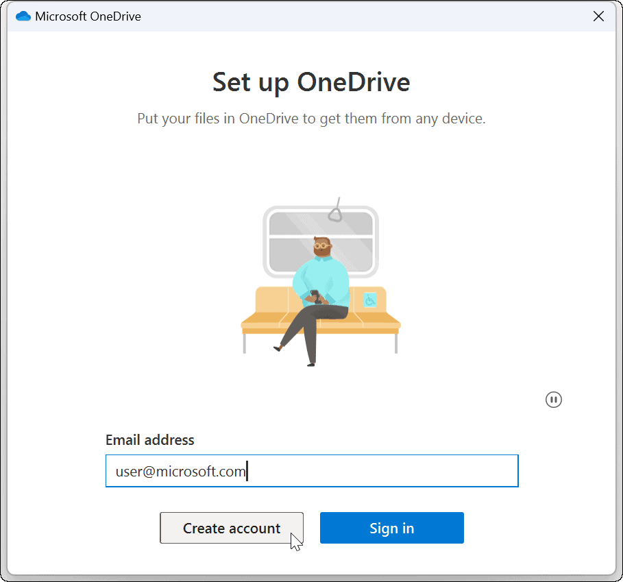 koble til OneDrive-kontoen på nytt