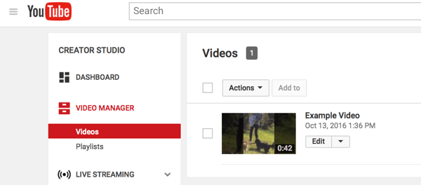 Du finner Video Manager i YouTubes Creator Studio.