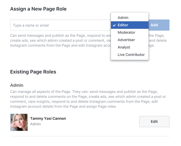 Gi hvert medlem av teamet ditt bare tilgangen de trenger for å administrere sin del av din Facebook-virksomhetsside.