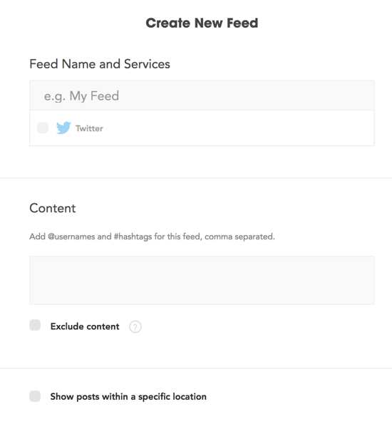 Du kan opprette Waaffle-feeder basert på individuelle kontoer eller spesifikke hashtags.