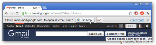 Bruk gmail som din standard e-postkoblingsbehandler