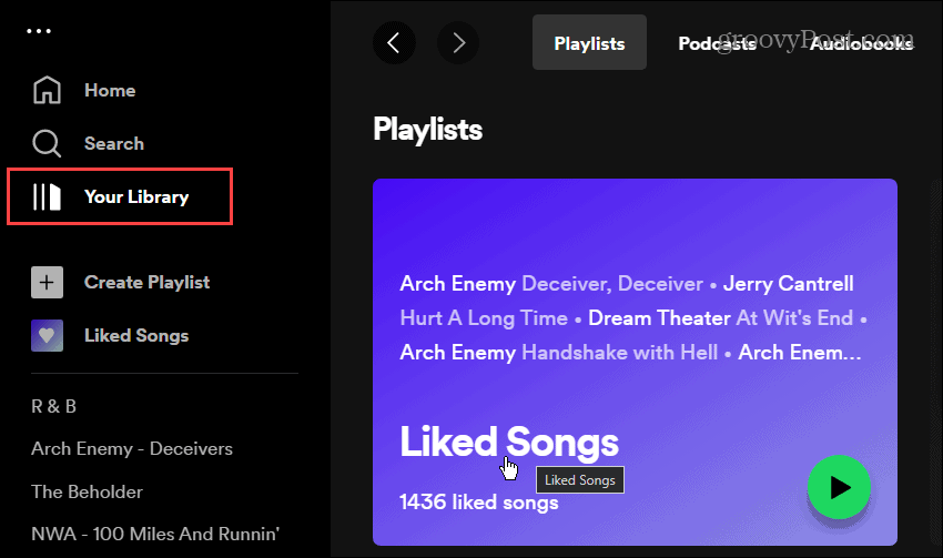 Sorter likte sanger på Spotify