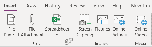 Sett inn fane i OneNote -skrivebordet