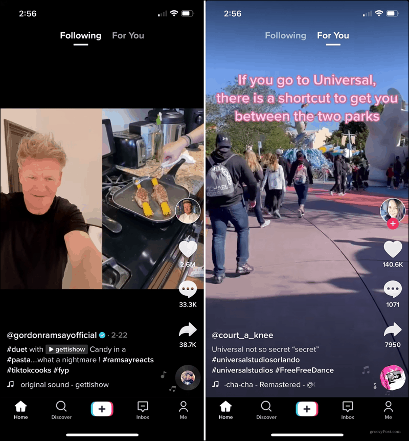 Hjem-fanen i TikTok Mobile-appen