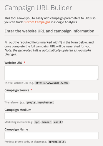 Google Campaign URL Builder-oppsett