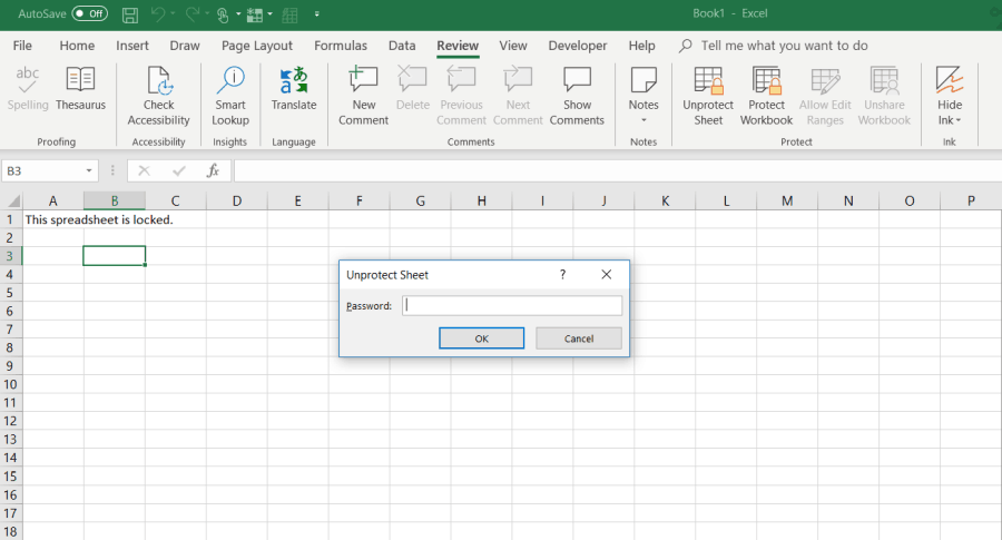 fjerne beskyttelsen av Excel-arket