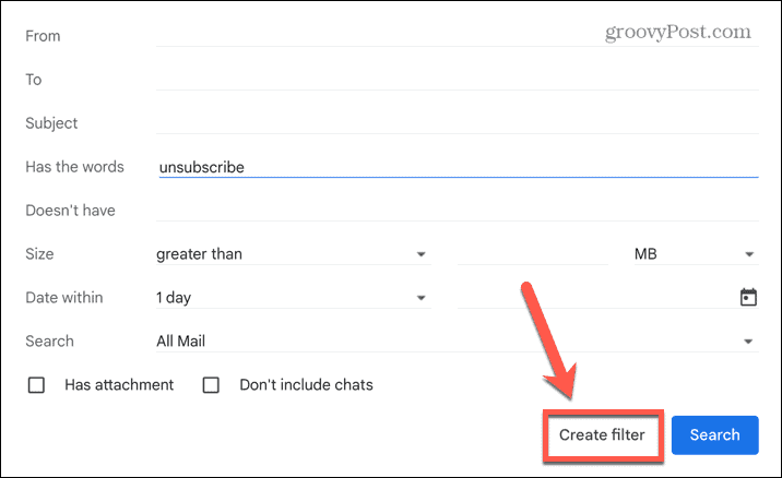 Gmail opprette filter