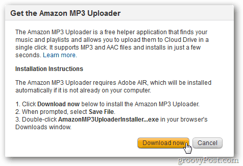 Installer Amazon MP3 Uploader