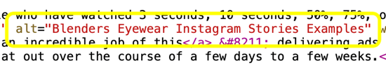 Hvordan legge til alt-tekst til Instagram-innlegg, eksempel på alt-tekst innen html-kode