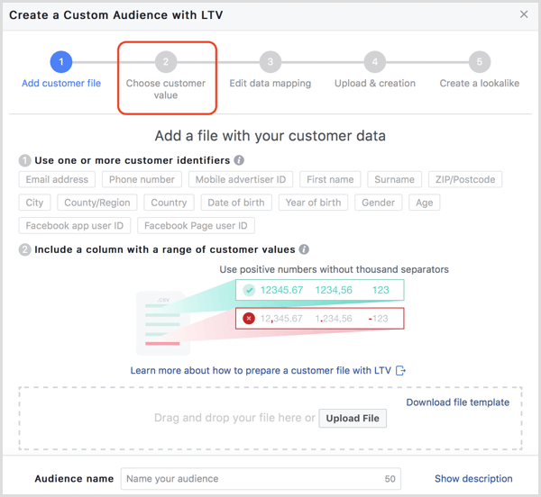 Facebook oppretter tilpasset publikum med LTV