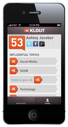 klout iphone app oppdatering