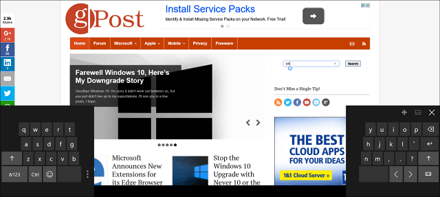 Tips om Windows 10: Del skjermtastaturet i nettbrettmodus
