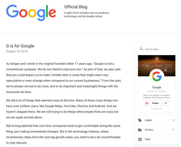 google rebranding kunngjøringsbrev