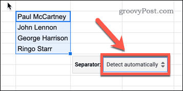 Skille tekst i Google Sheets