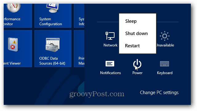 Av / på-knapp Windows 8