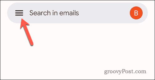 Trykk på Gmail-menyikonet i Gmail mobil