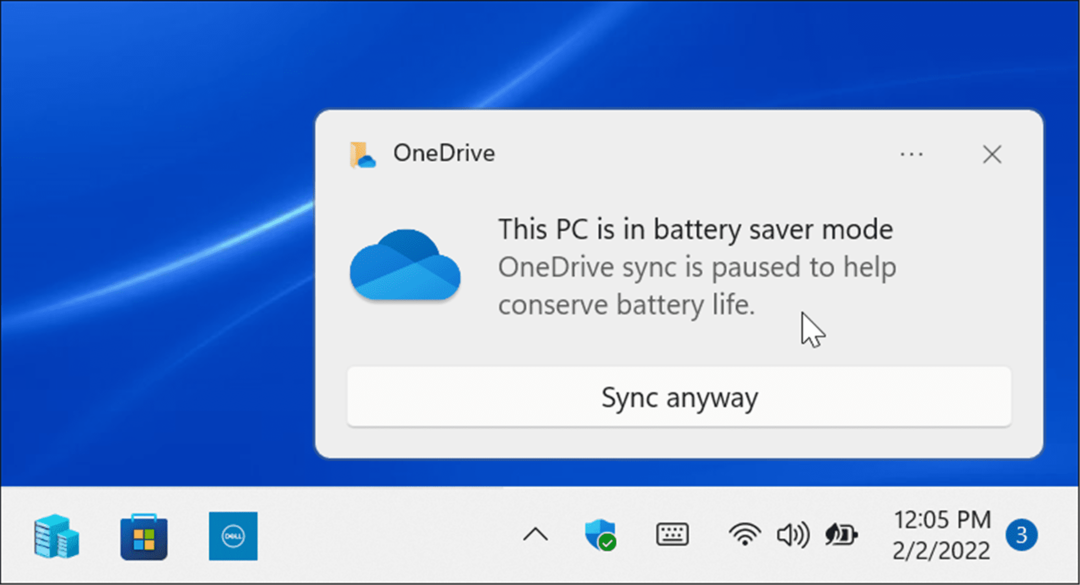 batterisparemodus OneDrive-synkronisering satt på pause