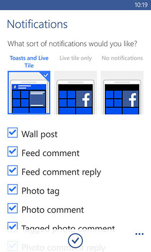 facebook-app for Windows-varslingsalternativer