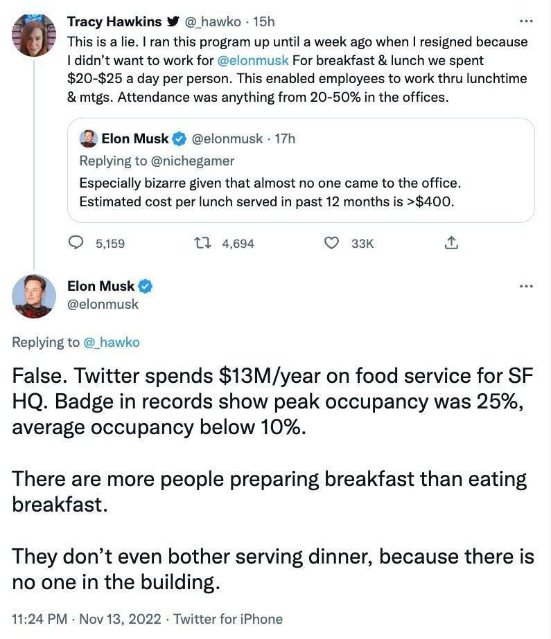 Elon Musk og Tracy Hawkins kranglet på Twitter