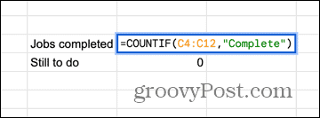 google sheets telleformel med egendefinerte verdier