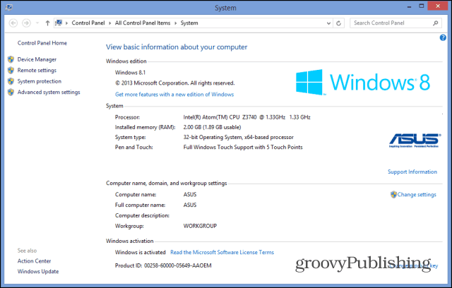 windows erfaringsindeks 8.1
