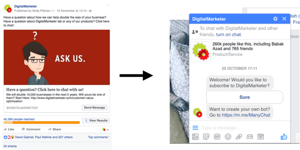 Denne Facebook Messenger-annonsekampanjen resulterte i 300+ salgssamtaler for bare $ 800.