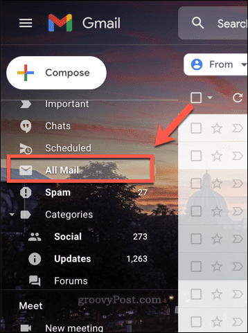 All Mail-mappen i Gmail